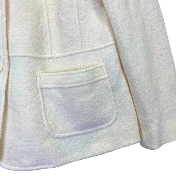Talbots Boiled Wool Blend Blazer Womens Sz 14 Cream Cardigan Lined Career Jacket - Picture 6 of 10